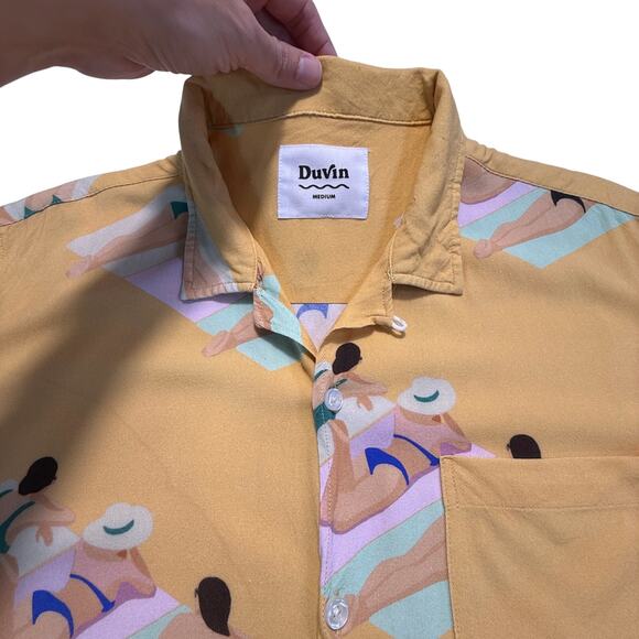 Duvin Design Co. "Have A Day" Button-Up Shirt Beach Sunbather Print Men Size M - Picture 4 of 11